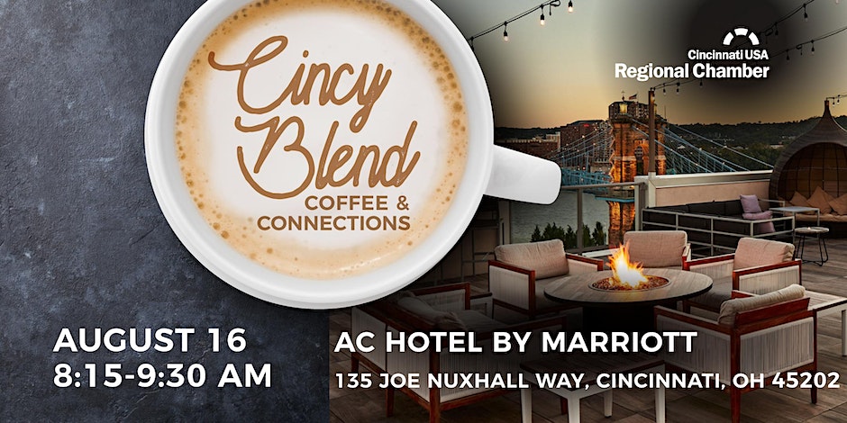 Graphic of coffee cup with Cincy Blend written in the foam