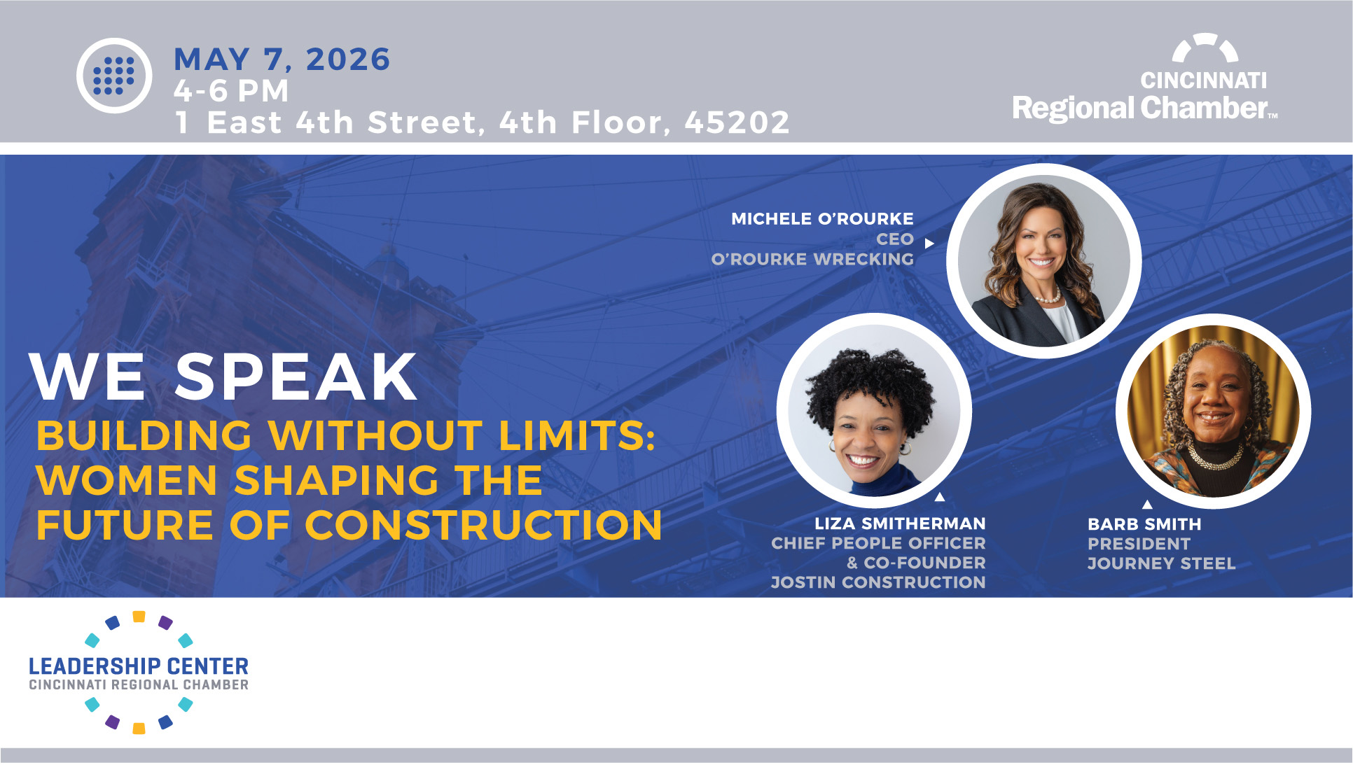 WE Speak May Event Graphic